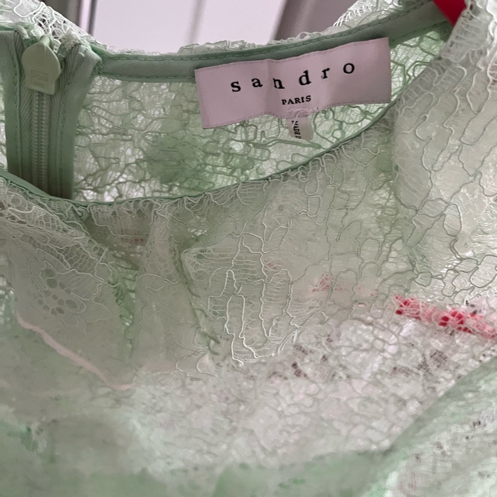 Sandro Mint Lace Top View 3